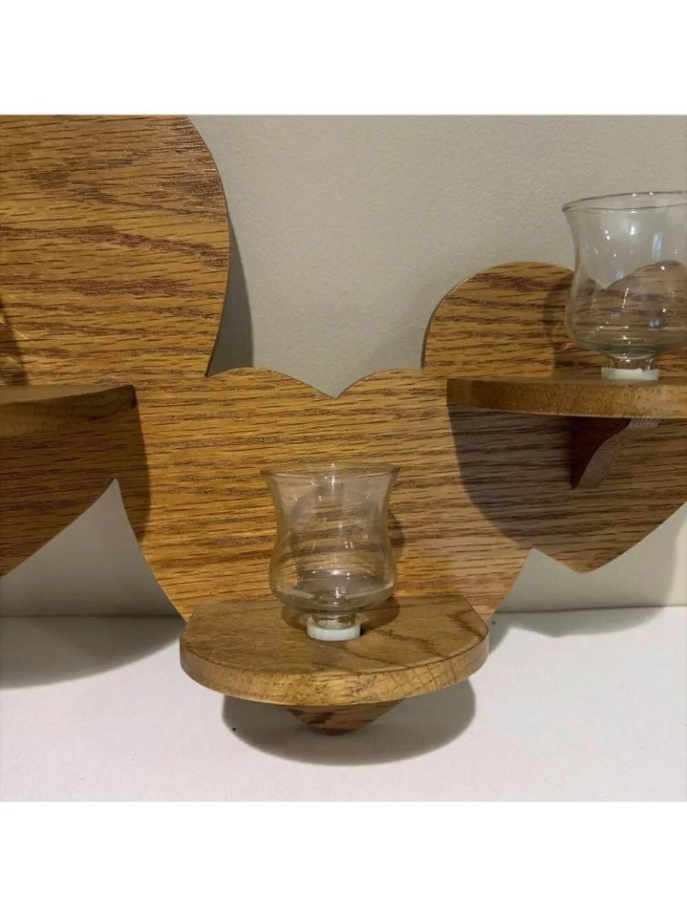 Vintage Wooden Heart Candle Wall Sconce Large 24.5